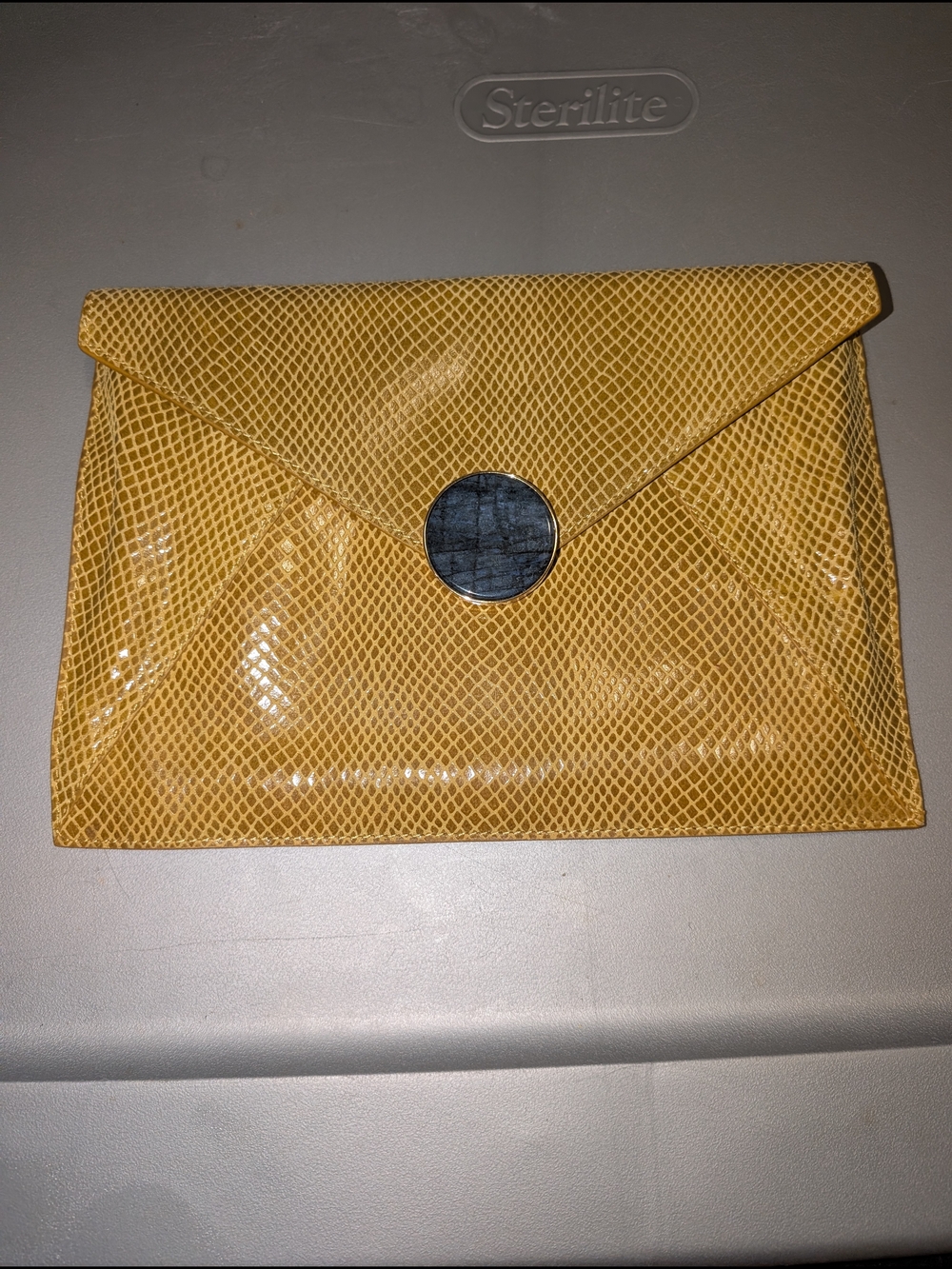 Lola Rose London Yellow Genuine SnakeskYellow Snakeskin-Textured Interior Clutch
